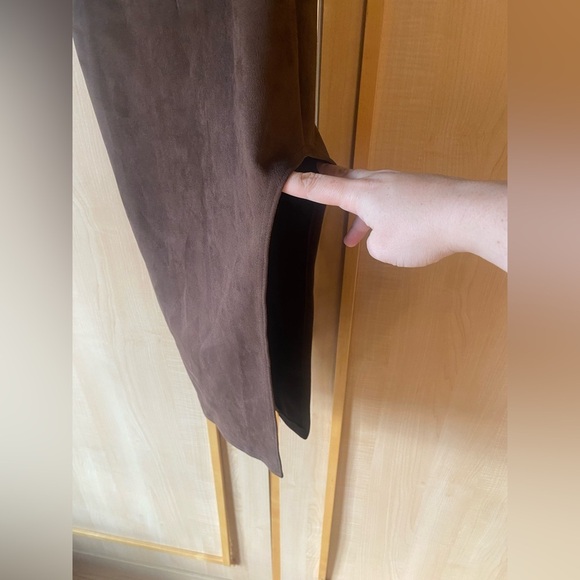 New!!! Missguided Chocolate Brown Faux Suede MIDI Cut-Out Dress Size 2 - Picture 6 of 12